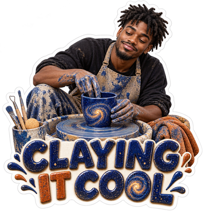 Claying It Cool Man Painting Pottery Vinyl Sticker Decal