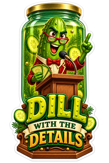 Dill With the Details Pickle Jar Vinyl Sticker Decal