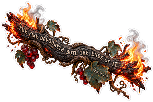 Bible Fire Both Vine Ends Ezekiel 15 4 Vinyl Sticker Decal