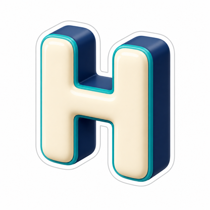 Uppercase Letter H In Cream Vinyl Sticker Decal