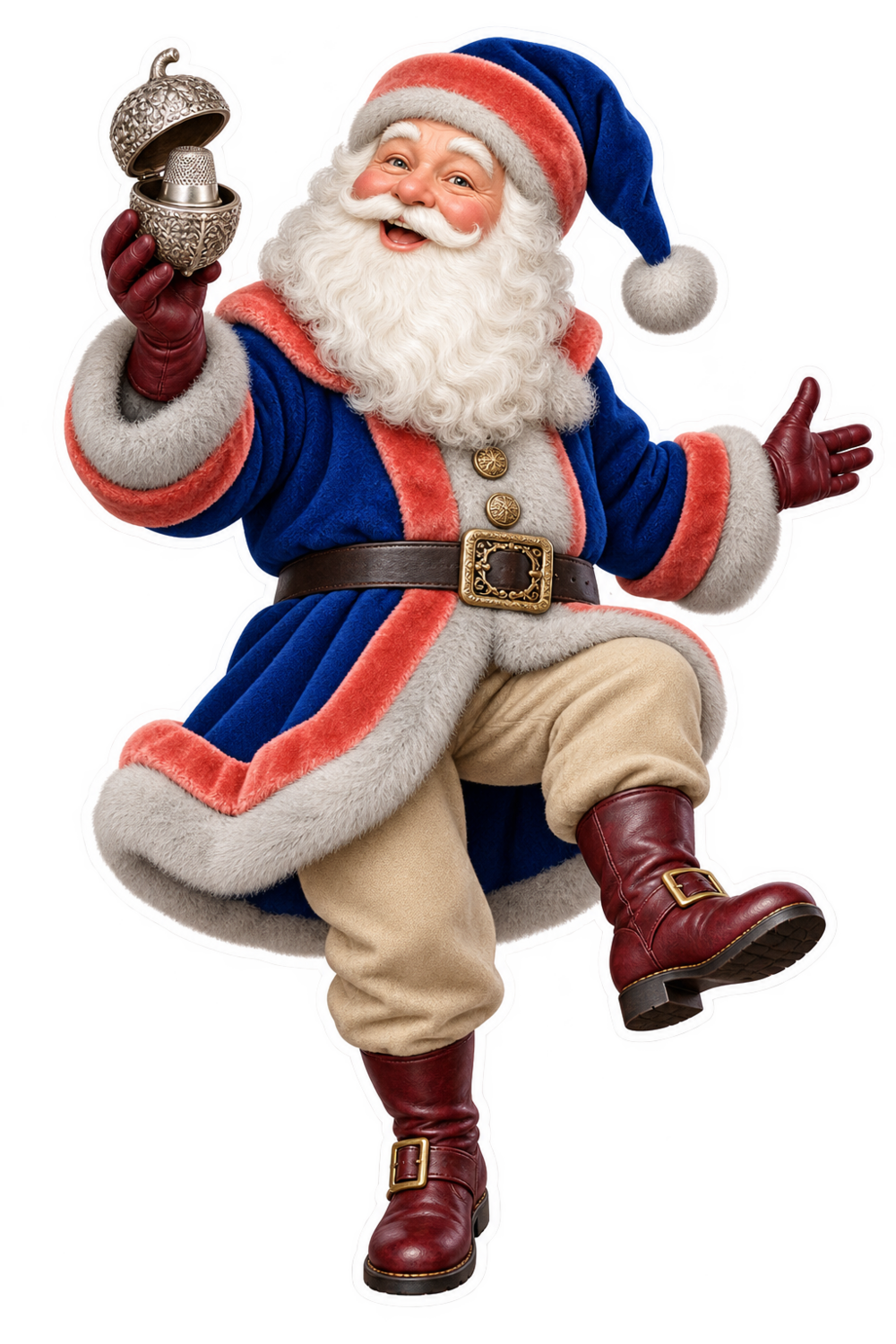 Santa Victorian Silver Thimble Case Vinyl Sticker Decal