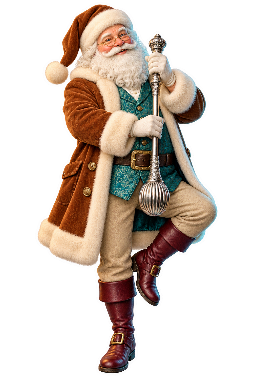 Santa Antique Silver Chocolate Muddler Vinyl Sticker Decal