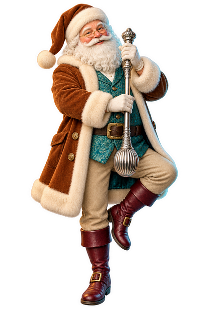 Santa Antique Silver Chocolate Muddler Vinyl Sticker Decal