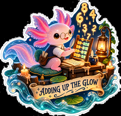 Adding Up the Glow Axolotl Abacus Vinyl Sticker Decal