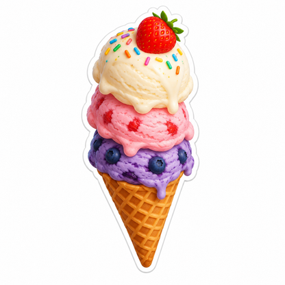 Waffle Cone Stacked Vinyl Sticker Decal