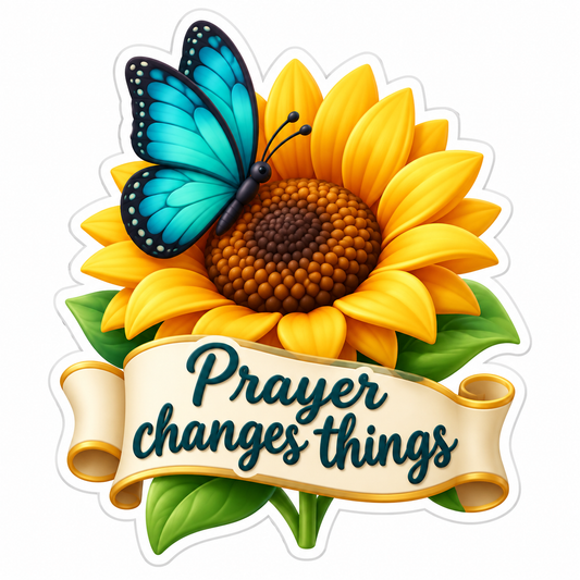 Prayer Changes Things Teal Gold Vinyl Sticker Decal