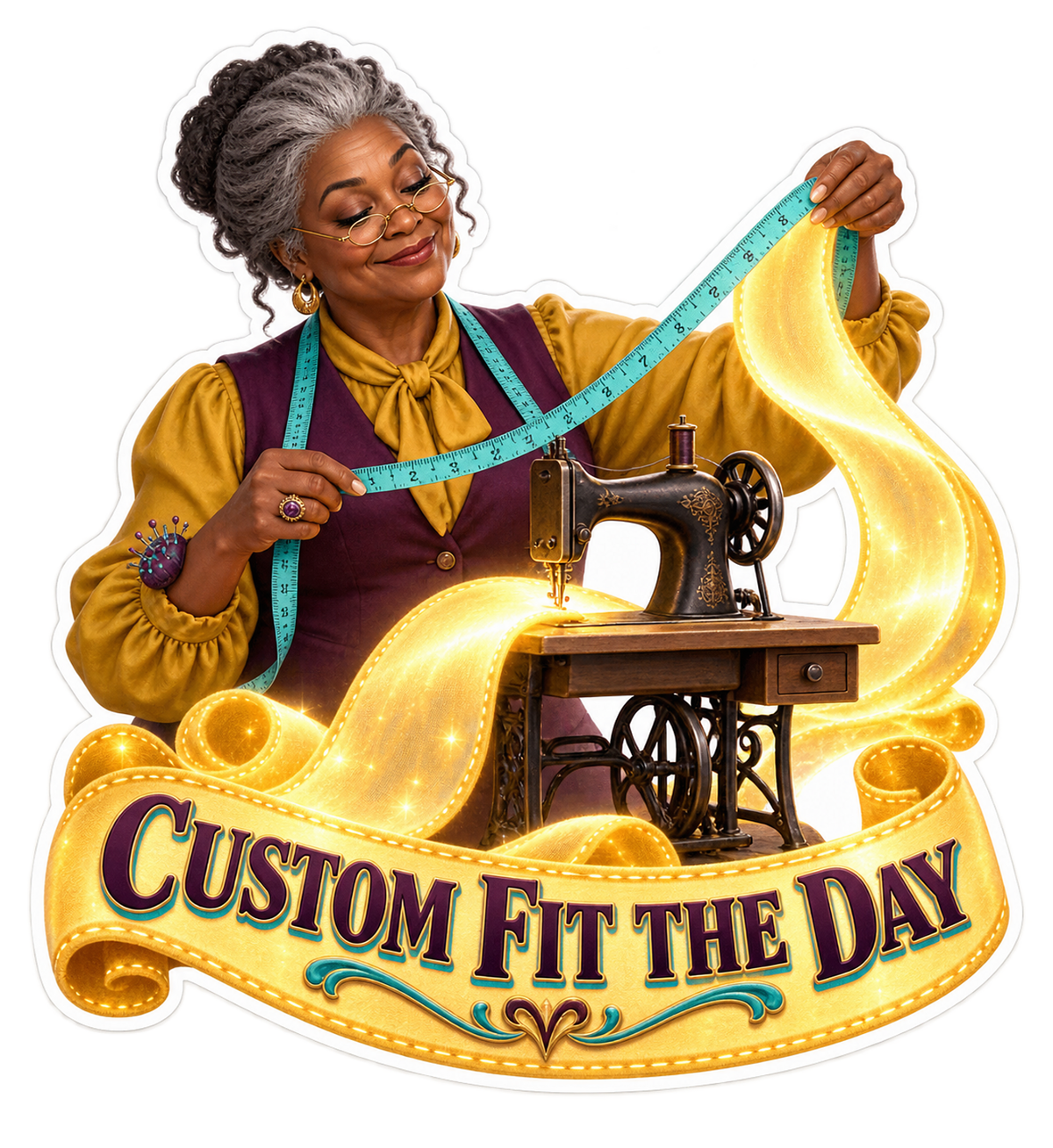 Custom Fit the Day Woman Sewing Vinyl Sticker Decal