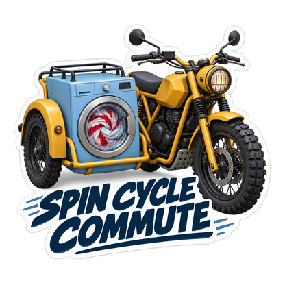 Spin Cycle Commute Motorcycle Vinyl Sticker Decal