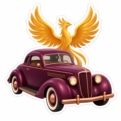 Unbranded Plum Vintage Coupe Vinyl Sticker Decal