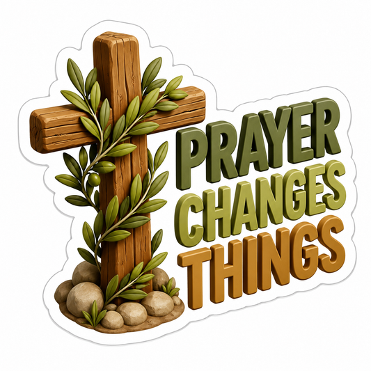 Prayer Changes Things Cross Olive Branch Vinyl Sticker Decal
