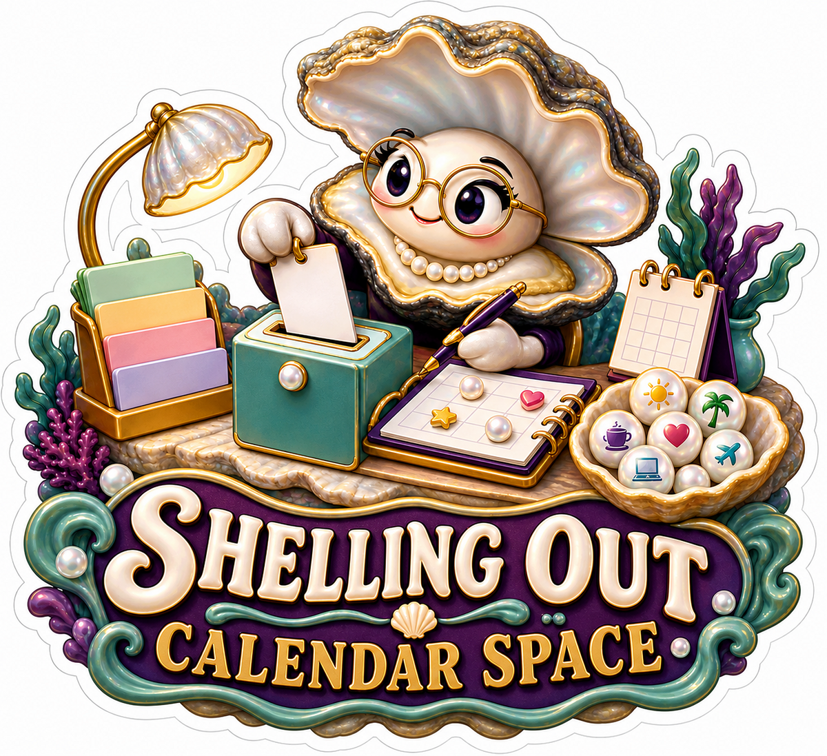 Calendar Space Oyster Vinyl Sticker Decal
