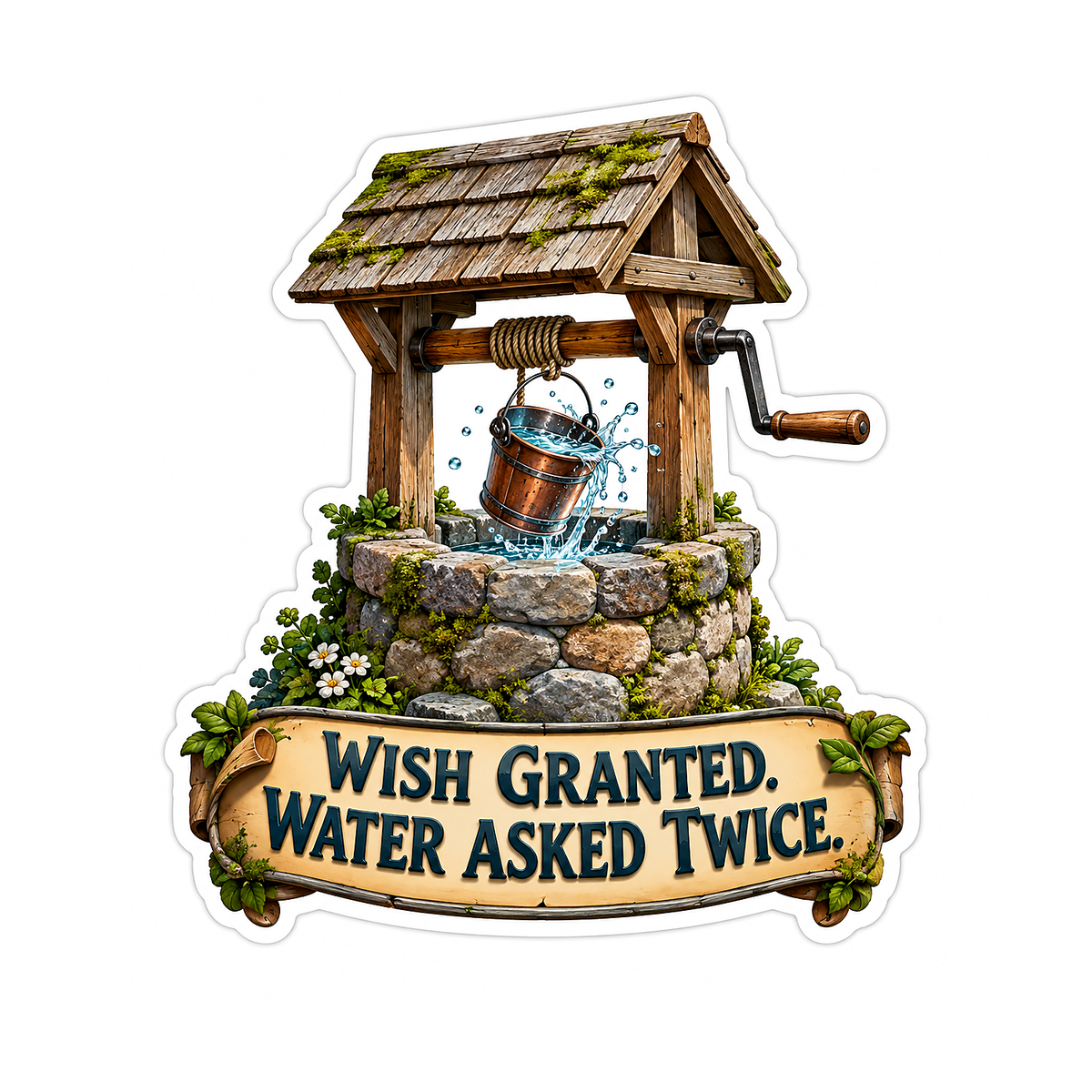 Wish Granted Water Asked Twice Well Vinyl Sticker Decal