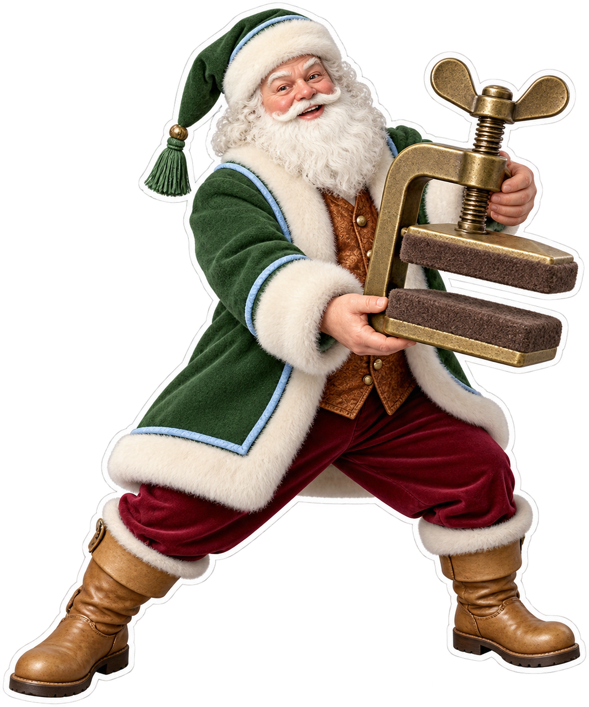 Santa Antique Brass Rug Binding Clamp Vinyl Sticker Decal