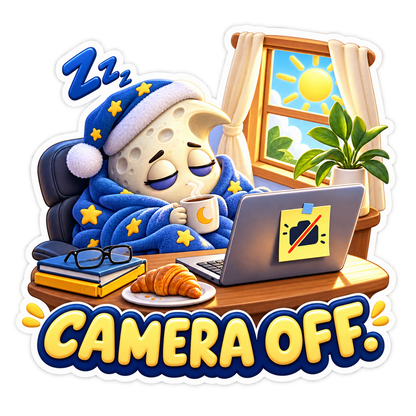 Camera Off Sleeping Moon at Laptop Vinyl Sticker Decal