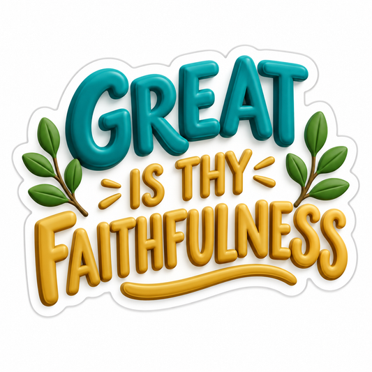 Great Is Thy Faithfulness Teal Gold Leaves Vinyl Sticker Decal
