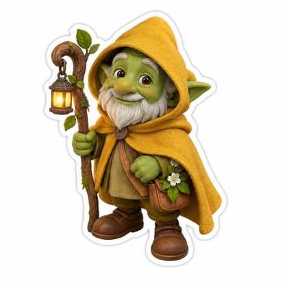 Elderly Moss-Green Garden Sprite Vinyl Sticker Decal