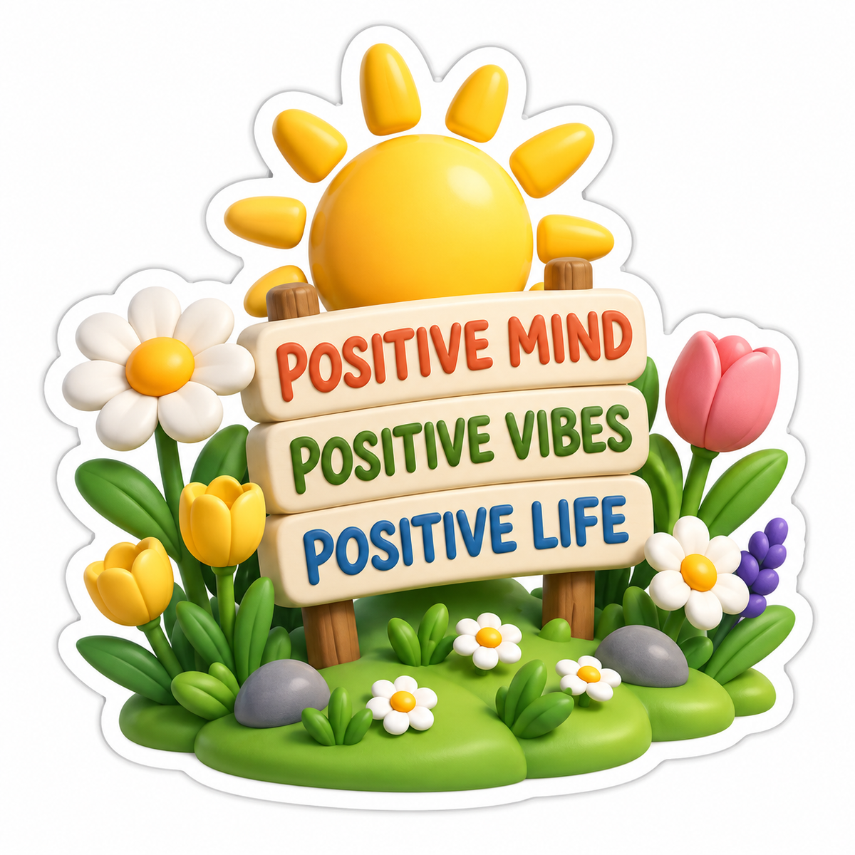 Positive Mind Vibes Life Floral Garden Signs Vinyl Sticker Decal