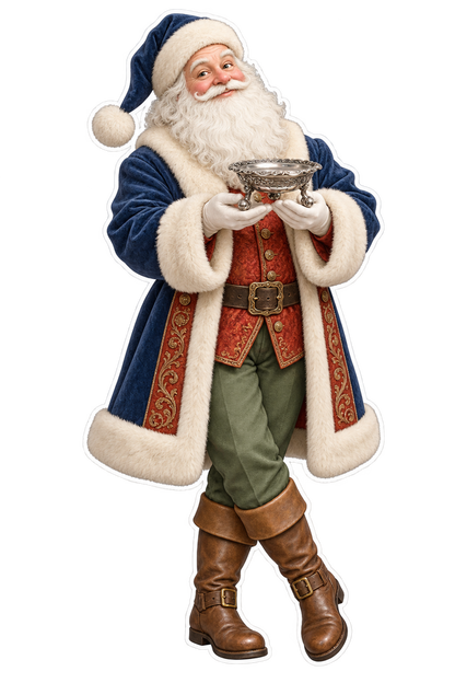 Santa Victorian Silver Tea Strainer Stand Vinyl Sticker Decal