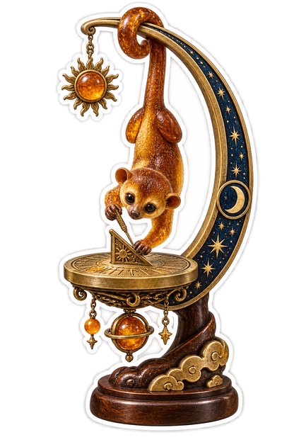 Carved Amber Kinkajou Moon Sundial Watchmaker Vinyl Sticker Decal