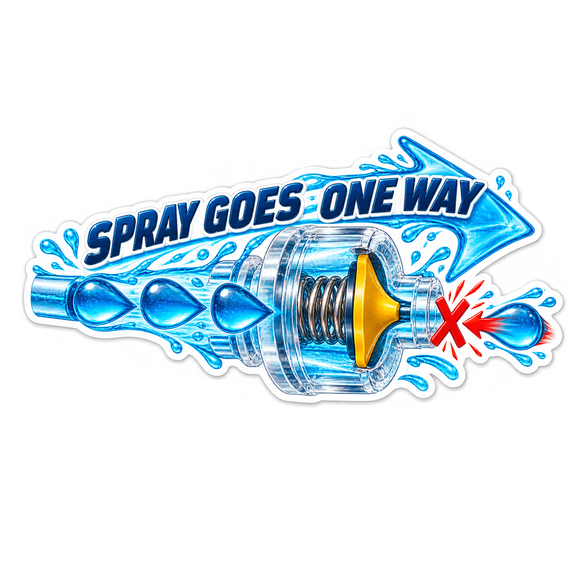 Washer Check Valve One Way Vinyl Sticker Decal