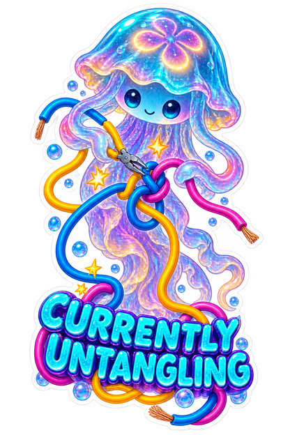 Currently Untangling Rainbow Jellyfish Vinyl Sticker Decal