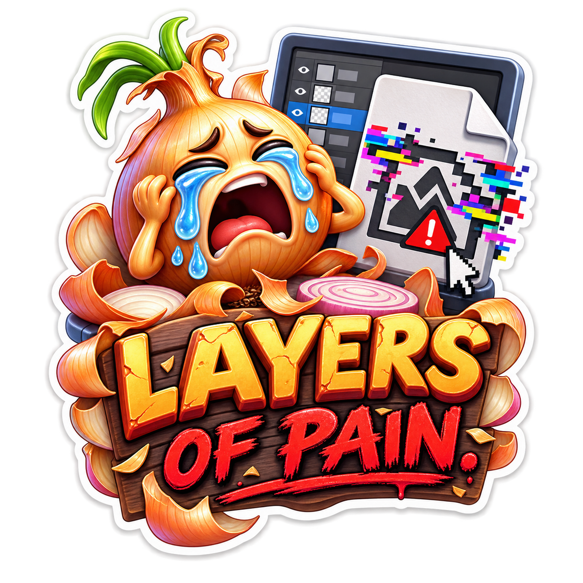 Layers of Pain Onion at Laptop Vinyl Sticker Decal