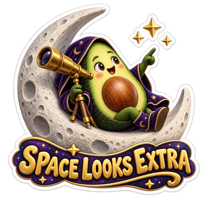Space Looks Extra Avocado Moon Vinyl Sticker Decal