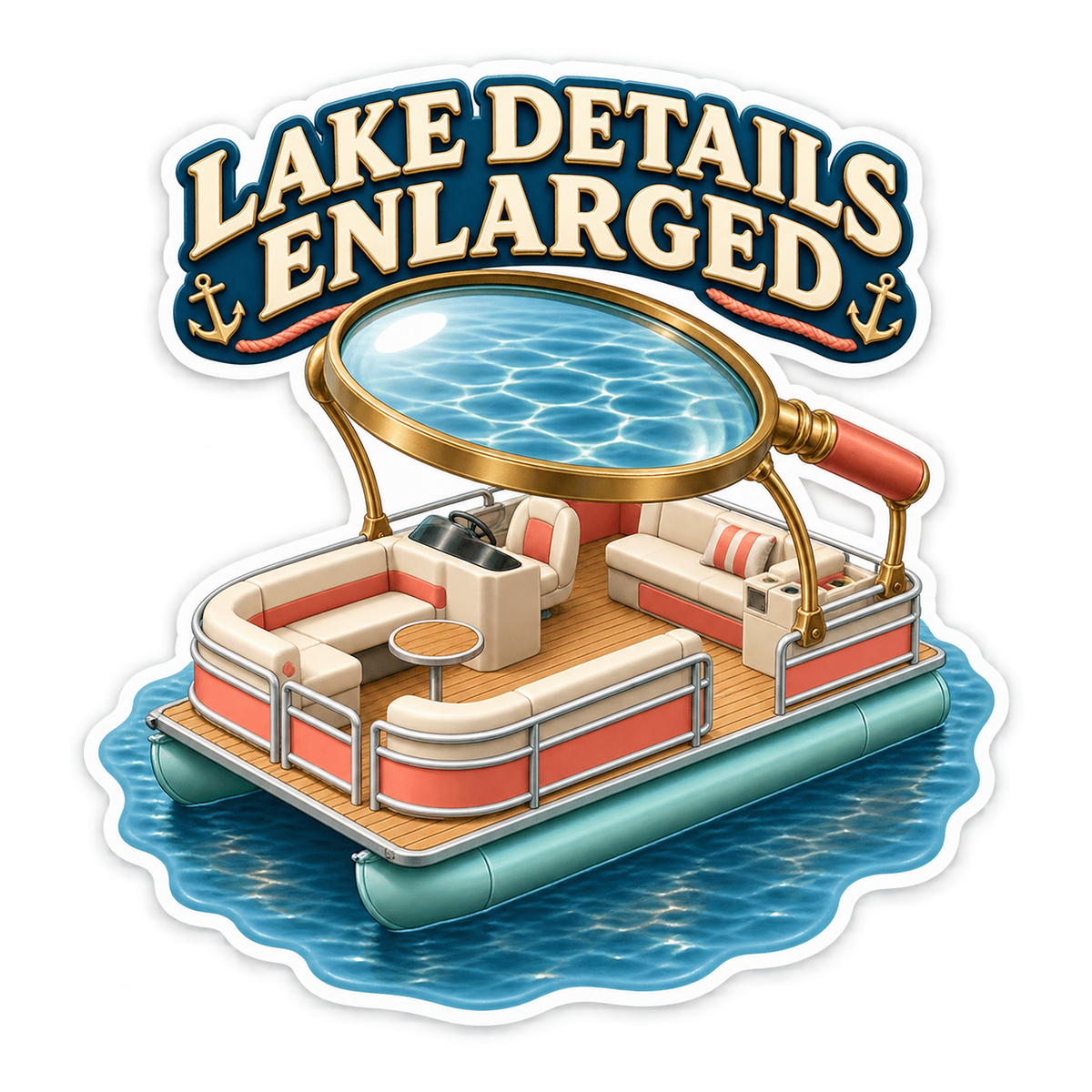 Lake Details Enlarged Pontoon Vinyl Sticker Decal