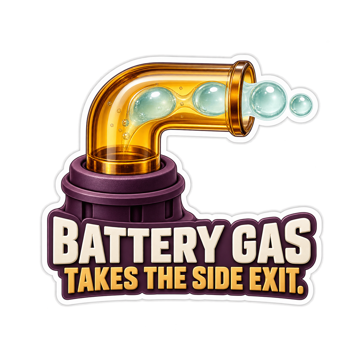 Battery Vent Elbow Side Exit Vinyl Sticker Decal