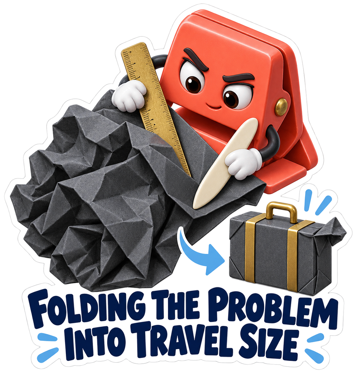 Folding Problem Travel Size Vinyl Sticker Decal