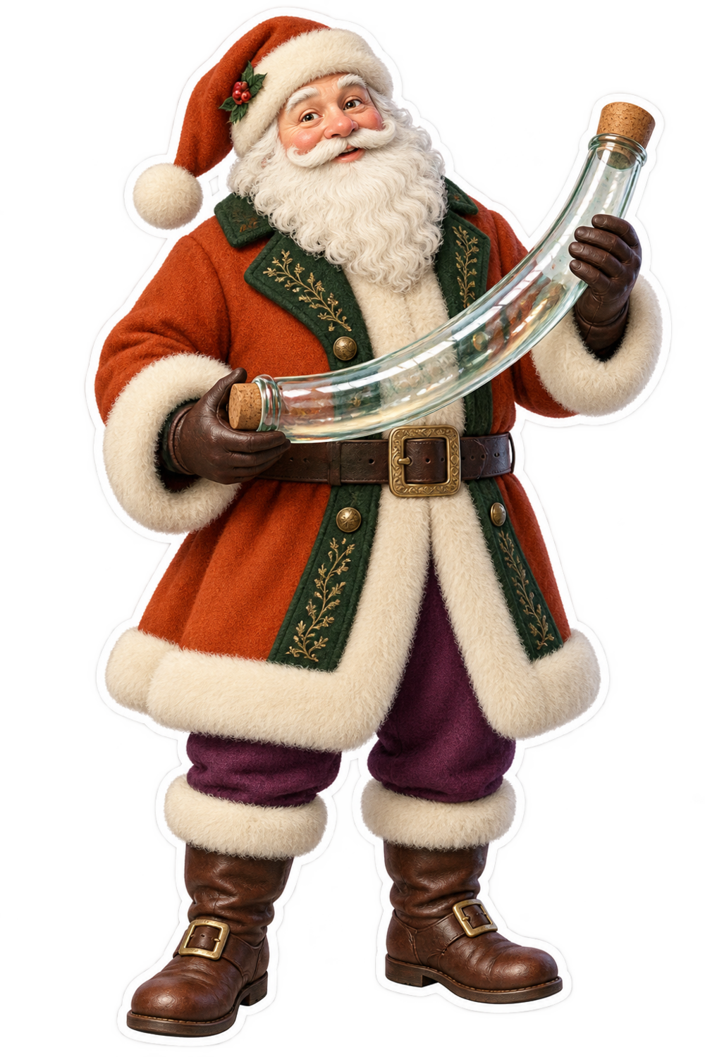 Santa Hand Blown Glass Cucumber Straightener Vinyl Sticker Decal