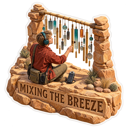 Mixing the Breeze Man Wind Chimes Vinyl Sticker Decal