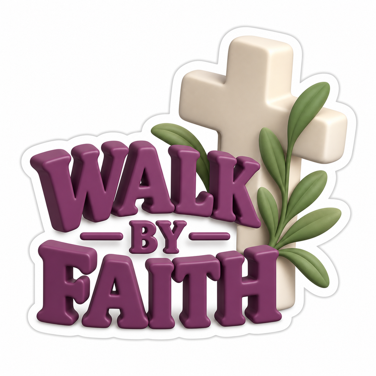 Walk By Faith Plum Cream Vinyl Sticker Decal