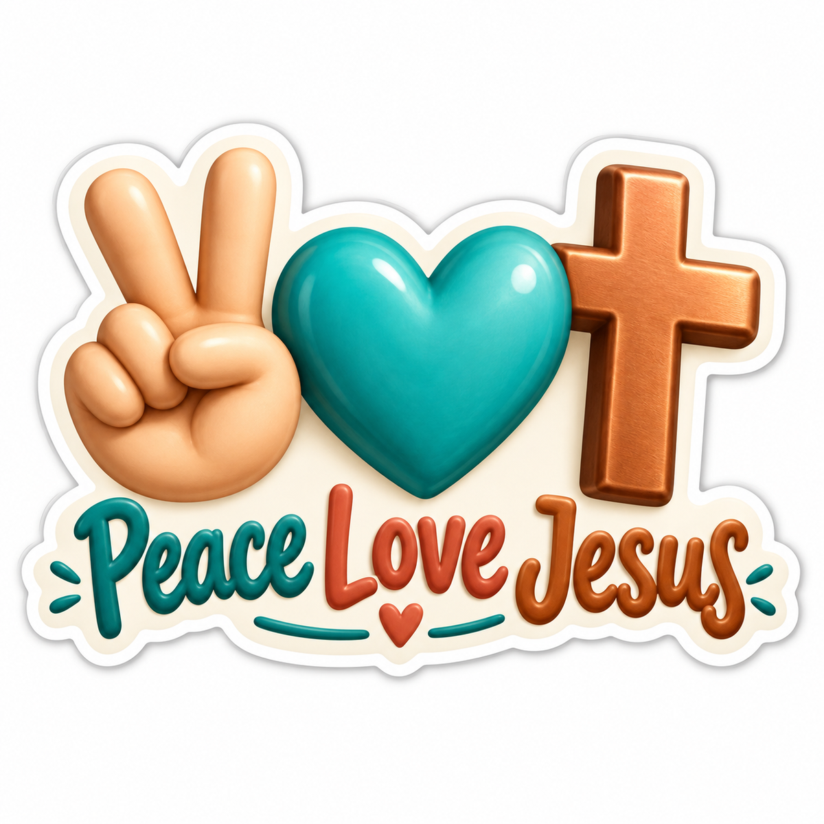 Peace Love Jesus Teal Copper Vinyl Sticker Decal