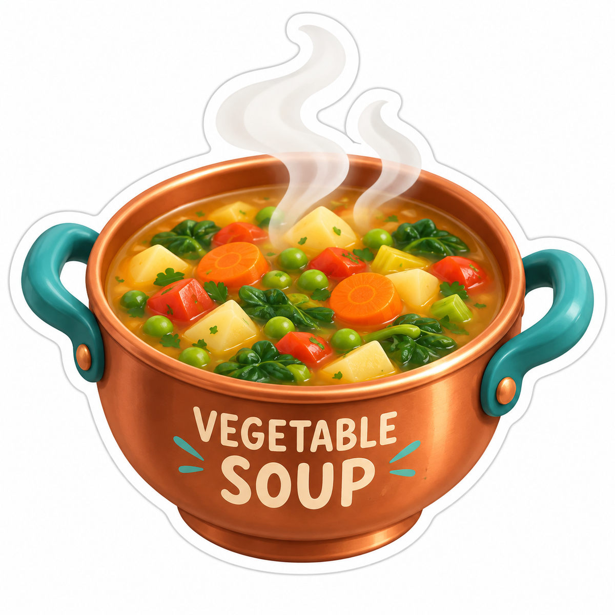 Copper Bowl Of Vegetable Soup Vinyl Sticker Decal