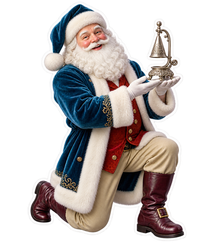 Santa Victorian Silver Candle Snuffer Stand Vinyl Sticker Decal