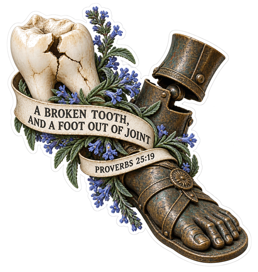 Bible Broken Tooth Joint Proverbs 25 19 Vinyl Sticker Decal