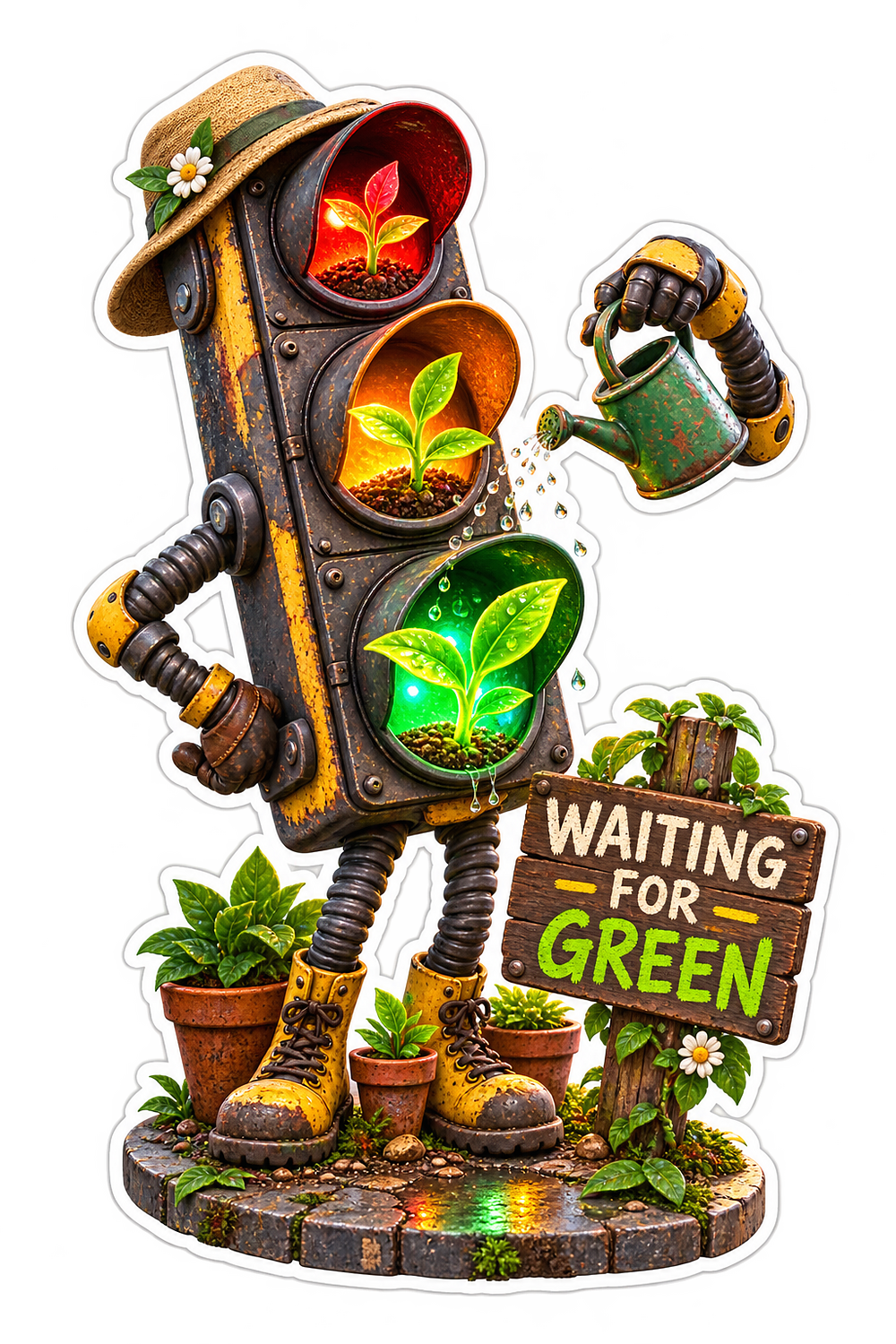 Waiting for Green Traffic Light Vinyl Sticker Decal