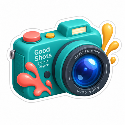 Teal Camera Blue Lens Paint Droplets Vinyl Sticker Decal