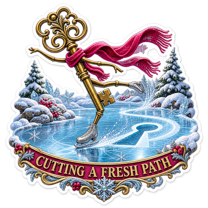 Cutting a Fresh Path Ice Skating Key Vinyl Sticker Decal