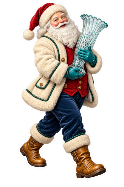 Santa Victorian Pressed Glass Celery Vase Vinyl Sticker Decal