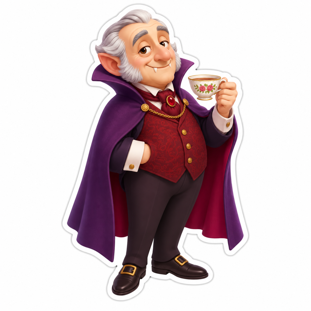 Kindly Elderly Vampire With Silver Sideburns Vinyl Sticker Decal