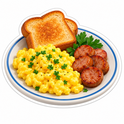 Scrambled Eggs Toast Sausage Breakfast Vinyl Sticker Decal
