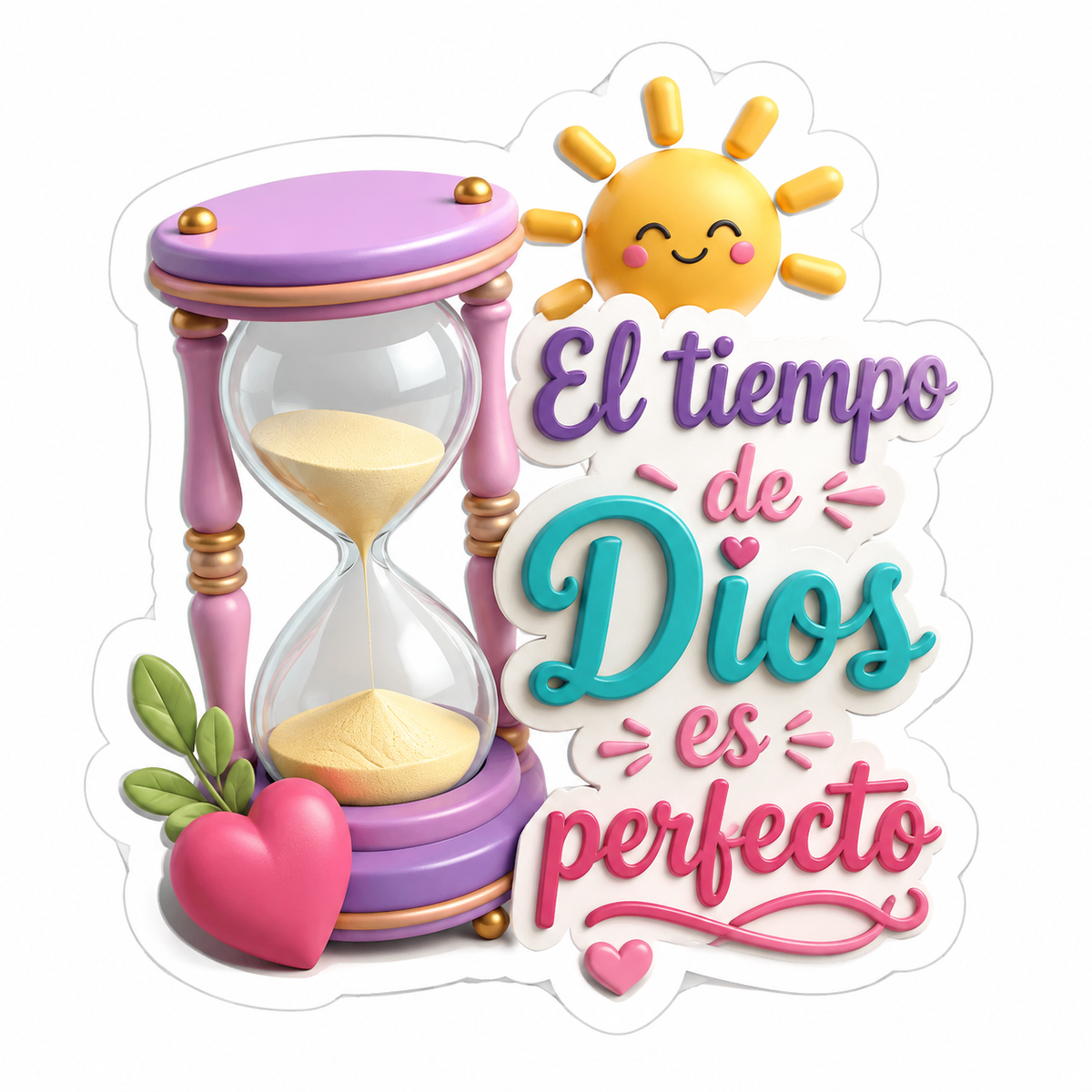 El Tiempo de Dios Es Perfecto Hourglass Vinyl Sticker Decal