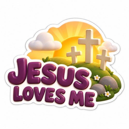 Jesus Loves Me Plum Cream Vinyl Sticker Decal