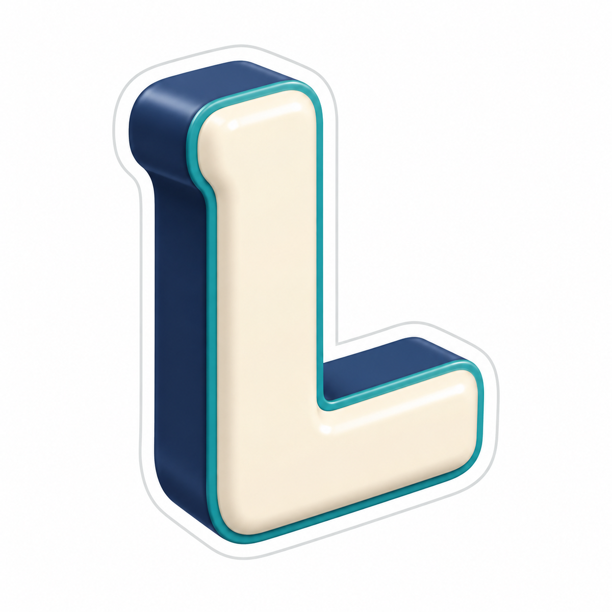 Uppercase Letter L In Cream Vinyl Sticker Decal