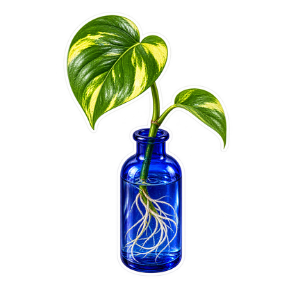 Propagation Golden Pothos Cobalt Bottle Vinyl Sticker Decal