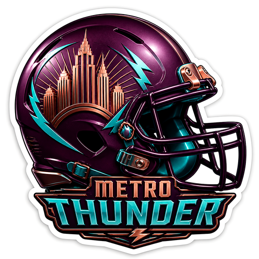 Metro Thunder Purple City Football Helmet Vinyl Sticker Decal