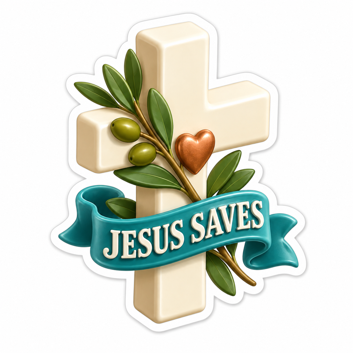 Jesus Saves Ivory Copper Vinyl Sticker Decal