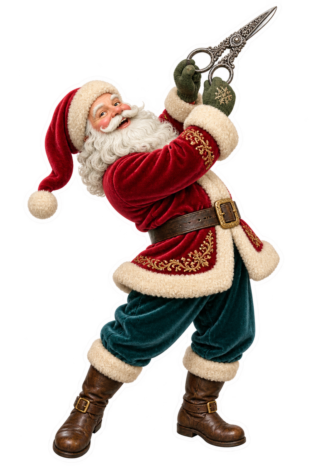 Santa Victorian Silver Grape Scissors Vinyl Sticker Decal